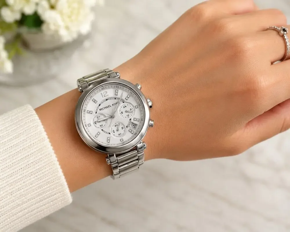 MICHAEL Michael Kors MK5275 Silver Chronograph Crystal Watch
